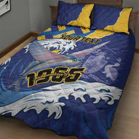 Personalised Barbados Independence Day Quilt Bed Set Flying Fish Flag Pattern - Wonder Print Shop