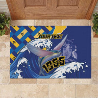 Personalised Barbados Independence Day Rubber Doormat Flying Fish Flag Pattern - Wonder Print Shop