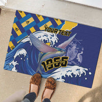 Personalised Barbados Independence Day Rubber Doormat Flying Fish Flag Pattern - Wonder Print Shop