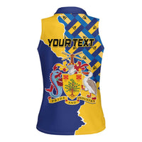 Personalised Barbados Independence Day Women Sleeveless Polo Shirt Flying Fish Flag Pattern - Wonder Print Shop