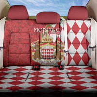 Monaco National Day Back Car Seat Cover Coat Of Arms Mix Red Carnation Pattern - Wonder Print Shop