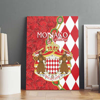 Monaco National Day Canvas Wall Art Coat Of Arms Mix Red Carnation Pattern - Wonder Print Shop