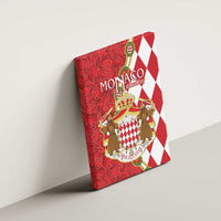 Monaco National Day Canvas Wall Art Coat Of Arms Mix Red Carnation Pattern - Wonder Print Shop