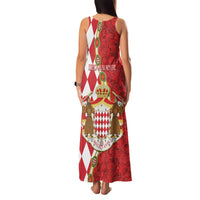 Monaco National Day Family Matching Tank Maxi Dress and Hawaiian Shirt Coat Of Arms Mix Red Carnation Pattern - Wonder Print Shop