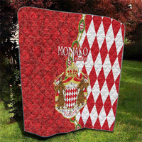 Monaco National Day Quilt Coat Of Arms Mix Red Carnation Pattern - Wonder Print Shop