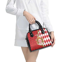 Monaco National Day Shoulder Handbag Coat Of Arms Mix Red Carnation Pattern