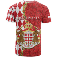 Monaco National Day T Shirt Coat Of Arms Mix Red Carnation Pattern - Wonder Print Shop