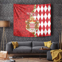 Monaco National Day Tapestry Coat Of Arms Mix Red Carnation Pattern - Wonder Print Shop