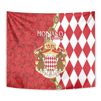Monaco National Day Tapestry Coat Of Arms Mix Red Carnation Pattern - Wonder Print Shop
