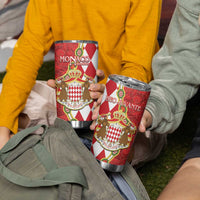Monaco National Day Tumbler Cup Coat Of Arms Mix Red Carnation Pattern - Wonder Print Shop