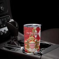 Monaco National Day Tumbler Cup Coat Of Arms Mix Red Carnation Pattern - Wonder Print Shop