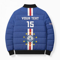 Custom Cape Verde Football Bomber Puffer Jacket Go Champions Blue Sharks - Wonder Print Shop