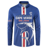 Custom Cape Verde Football Button Sweatshirt Go Champions Blue Sharks - Wonder Print Shop