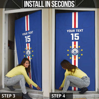 Custom Cape Verde Football Door Cover Go Champions Blue Sharks - Wonder Print Shop