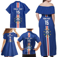 Custom Cape Verde Football Family Matching Off Shoulder Maxi Dress and Hawaiian Shirt Go Champions Blue Sharks - Wonder Print Shop