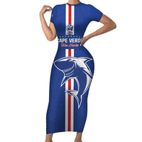 Custom Cape Verde Football Family Matching Short Sleeve Bodycon Dress and Hawaiian Shirt Go Champions Blue Sharks - Wonder Print Shop