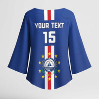 Custom Cape Verde Football Kimono Sleeve Blouse Go Champions Blue Sharks - Wonder Print Shop