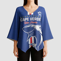 Custom Cape Verde Football Kimono Sleeve Blouse Go Champions Blue Sharks - Wonder Print Shop