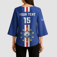 Custom Cape Verde Football Kimono Sleeve Blouse Go Champions Blue Sharks - Wonder Print Shop