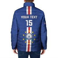Custom Cape Verde Football Padded Jacket Go Champions Blue Sharks - Wonder Print Shop