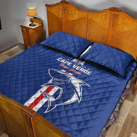Cape Verde Football Quilt Bed Set Go Champions Blue Sharks - Wonder Print Shop