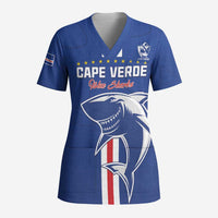 Custom Cape Verde Football Scrub Top Go Champions Blue Sharks - Wonder Print Shop