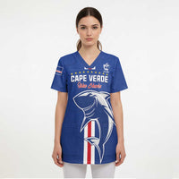 Custom Cape Verde Football Scrub Top Go Champions Blue Sharks - Wonder Print Shop