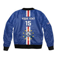 Custom Cape Verde Football Sleeve Zip Bomber Jacket Go Champions Blue Sharks - Wonder Print Shop