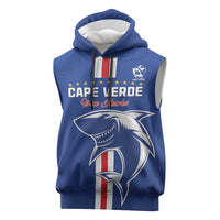 Custom Cape Verde Football Sleeveless Hoodie Go Champions Blue Sharks - Wonder Print Shop