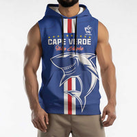 Custom Cape Verde Football Sleeveless Hoodie Go Champions Blue Sharks - Wonder Print Shop