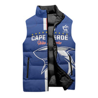Custom Cape Verde Football Sleeveless Puffer Jacket Go Champions Blue Sharks - Wonder Print Shop