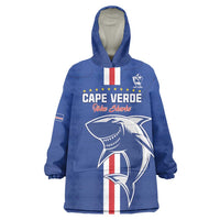 Custom Cape Verde Football Wearable Blanket Hoodie Go Champions Blue Sharks - Wonder Print Shop