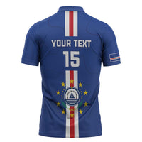 Custom Cape Verde Football Zipper Polo Shirt Go Champions Blue Sharks - Wonder Print Shop