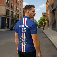 Custom Cape Verde Football Zipper Polo Shirt Go Champions Blue Sharks - Wonder Print Shop