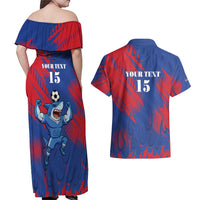 Custom Cape Verde Football Couples Matching Off Shoulder Maxi Dress and Hawaiian Shirt One Team One Victory - Wonder Print Shop