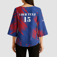 Custom Cape Verde Football Kimono Sleeve Blouse One Team One Victory - Wonder Print Shop