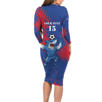 Custom Cape Verde Football Long Sleeve Bodycon Dress One Team One Victory - Wonder Print Shop