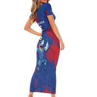 Custom Cape Verde Football Short Sleeve Bodycon Dress One Team One Victory - Wonder Print Shop