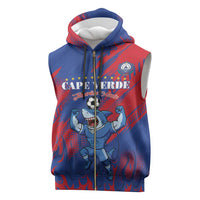 Custom Cape Verde Football Sleeveless Zip Hoodie One Team One Victory - Wonder Print Shop