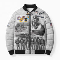 Red Tails Aviators Bomber Puffer Jacket WWII Heroes Tribute Retro Style - Wonder Print Shop