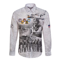 Red Tails Aviators Long Sleeve Button Shirt WWII Heroes Tribute Retro Style - Wonder Print Shop
