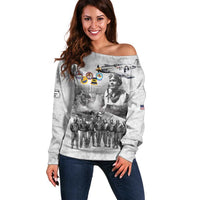 Red Tails Aviators Off Shoulder Sweater WWII Heroes Tribute Retro Style - Wonder Print Shop