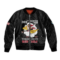 Personalized Tuskegee Airmen Red Tails Bomber Jacket 301st Fighter Squadron - Black - Wonder Print Shop