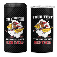 Personalized Tuskegee Airmen Red Tails 4 in 1 Can Cooler Tumbler 301st Fighter Squadron - Black - Wonder Print Shop
