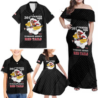 Personalized Tuskegee Airmen Red Tails Family Matching Off Shoulder Maxi Dress and Hawaiian Shirt 301st Fighter Squadron - Black - Wonder Print Shop