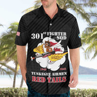 Personalized Tuskegee Airmen Red Tails Hawaiian Shirt 301st Fighter Squadron - Black - Wonder Print Shop