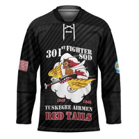 Personalized Tuskegee Airmen Red Tails Hockey Jersey 301st Fighter Squadron - Black - Wonder Print Shop