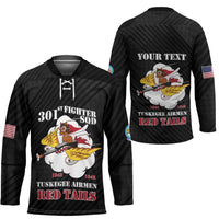 Personalized Tuskegee Airmen Red Tails Hockey Jersey 301st Fighter Squadron - Black - Wonder Print Shop