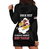 Personalized Tuskegee Airmen Red Tails Hoodie Dress 301st Fighter Squadron - Black - Wonder Print Shop
