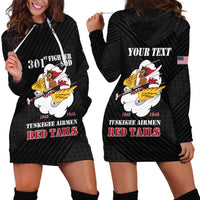 Personalized Tuskegee Airmen Red Tails Hoodie Dress 301st Fighter Squadron - Black - Wonder Print Shop